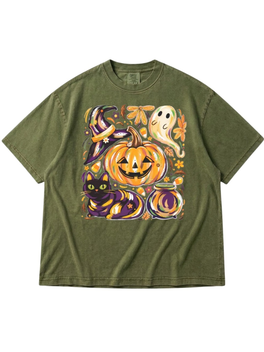 Comfort Colors Moss Halloween Pumpkin Graphic Tee